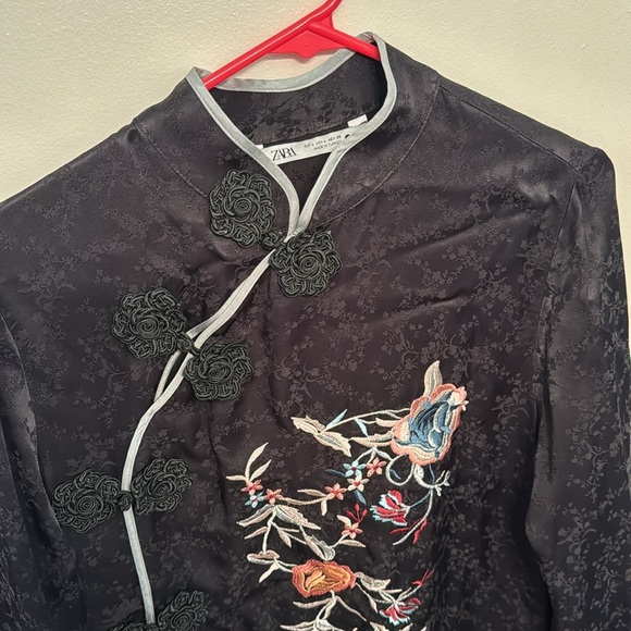 Zara Large Black Japanese-inspired Short Dress - Picture 3 of 4